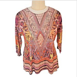 Christopher & Banks - Women's XL Tunic Blouse Beaded Print 3/4 Sleeve